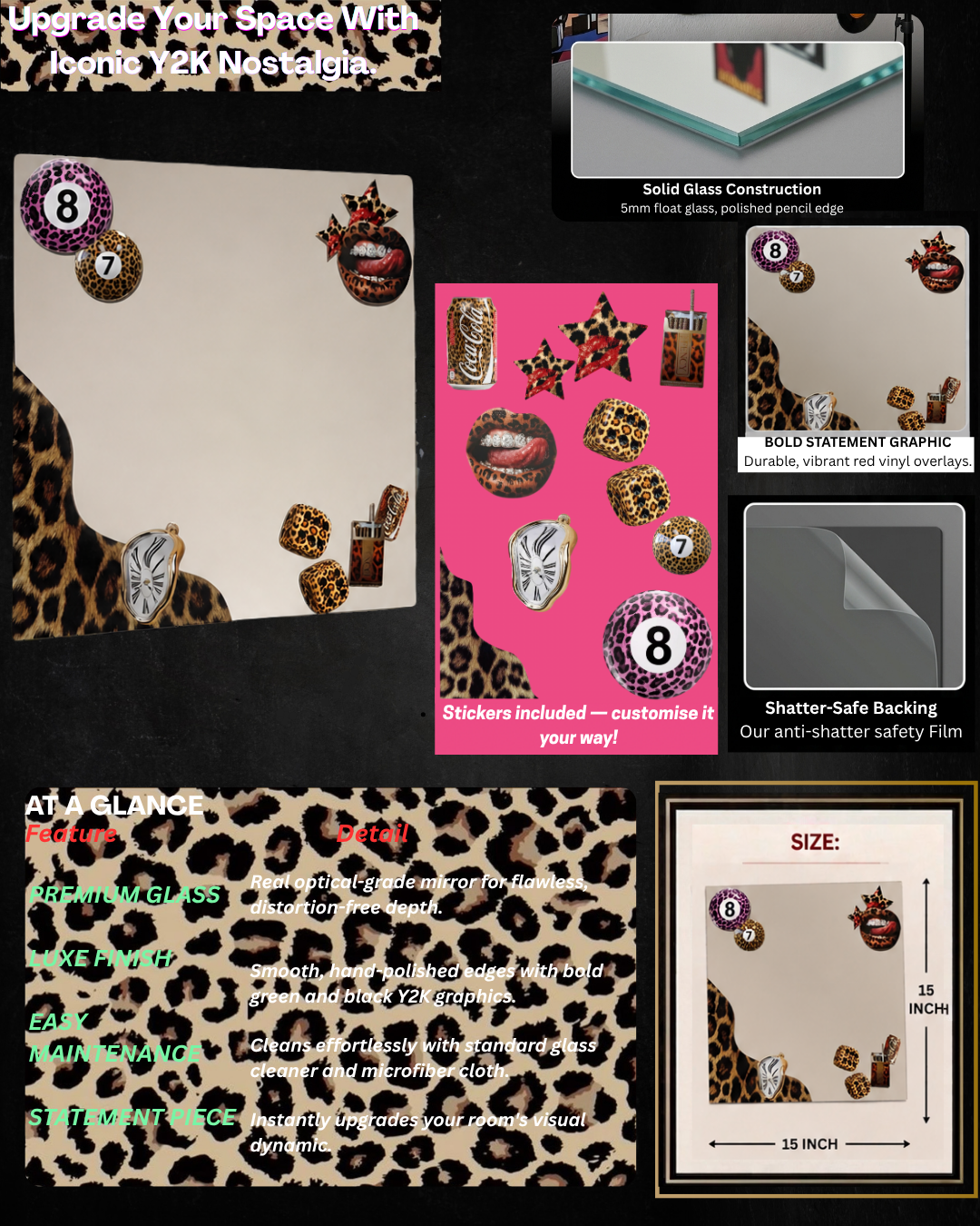 Customisable Leopard luxe Print Mirror 🐆