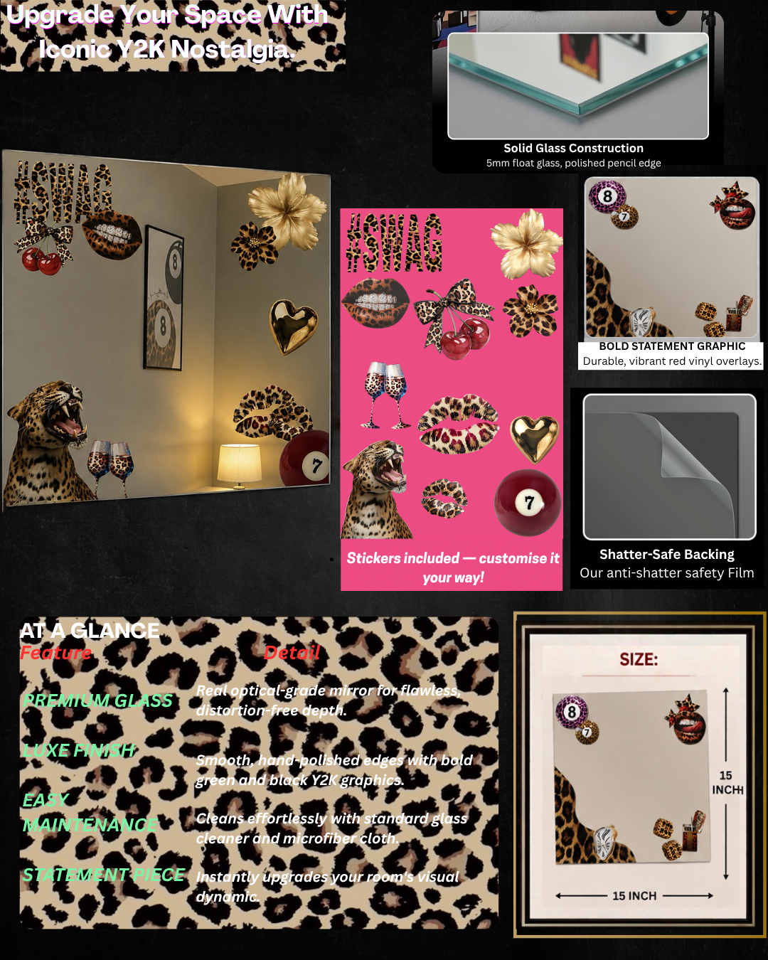 Customisable Leopard Glam Mirror 🐆